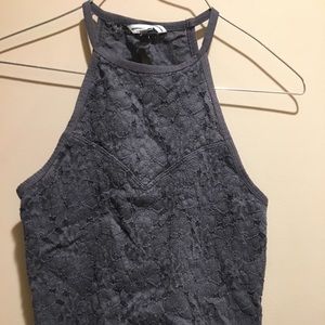 Grey lace halter top